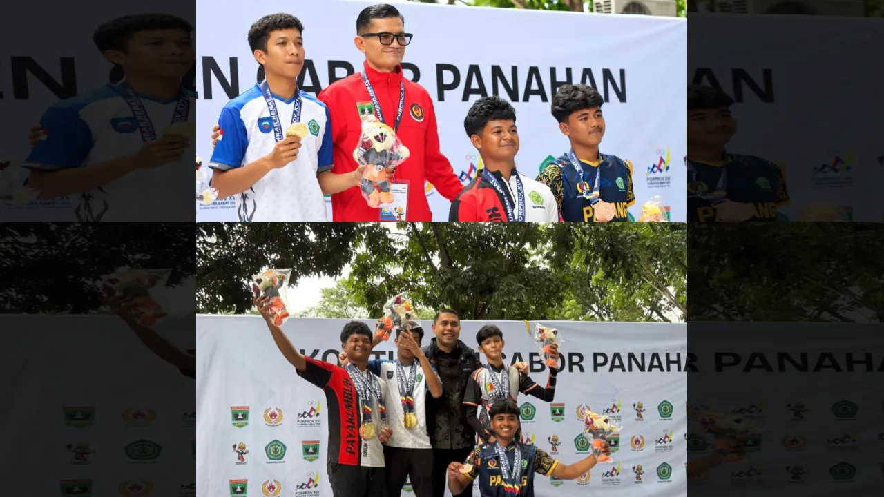 Prosesi penyerahan medali cabor panahan yang berlangsung pada Sabtu (3/10/2026)